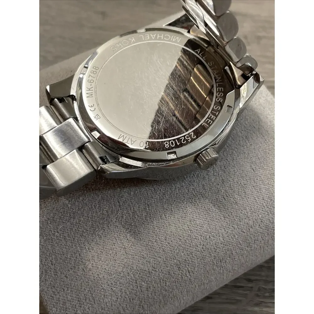 Michael Kors MK6788 Brynn Pavé Silver Chronograph Women's Watch - MSRP $495